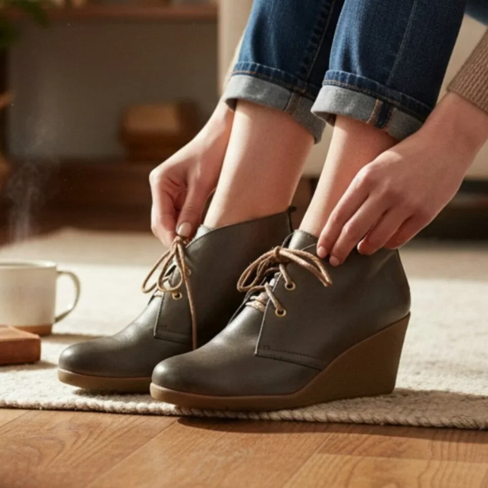 Sperry Top-Sider Gray Brundidge Stella Prow Wedge Ankle Boot, Size 9.5